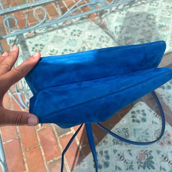 STAUD Valerie Director Blue Suede Bag NWT - Picture 10 of 13